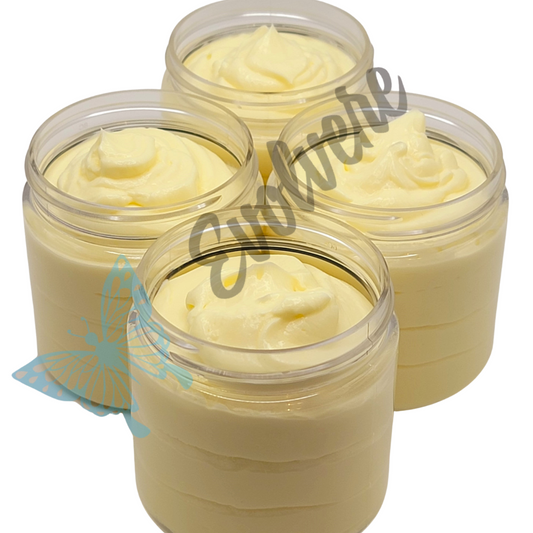 Four 4oz jars filled with yellow body butter. Listing is for 1 jar. 