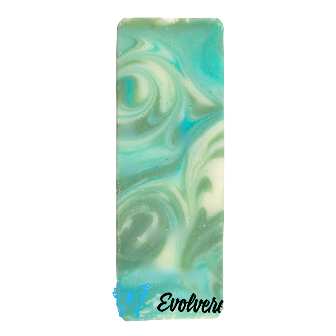 soap top showing green blue and white swirls