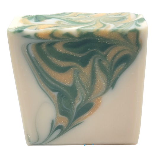 White, Green and Gold Swirled Soap Bar