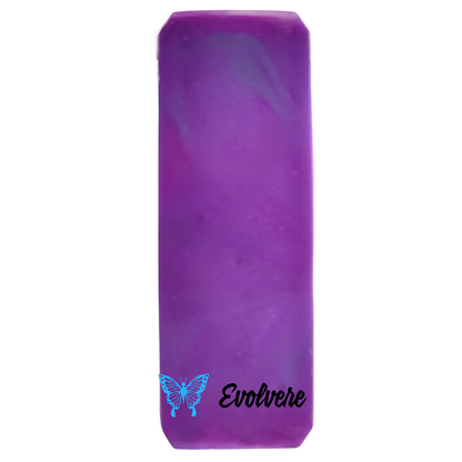 A purple lightly textured soap top.