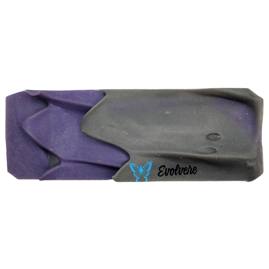 Textured wavy grey and deep purple soap top