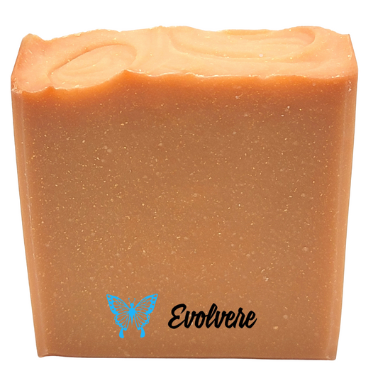 dark tan to light brown soap with gold colored flecks throughout