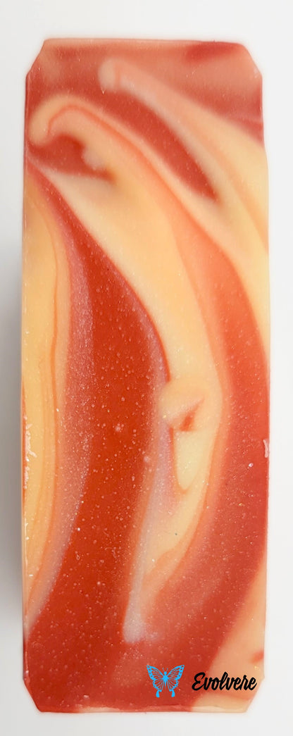 A red, yellow and orange soap top.