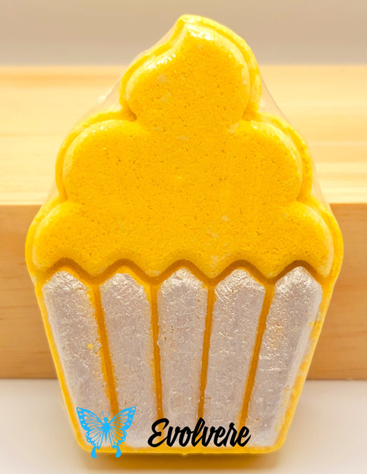 Yellow cupcake shaped bath bomb