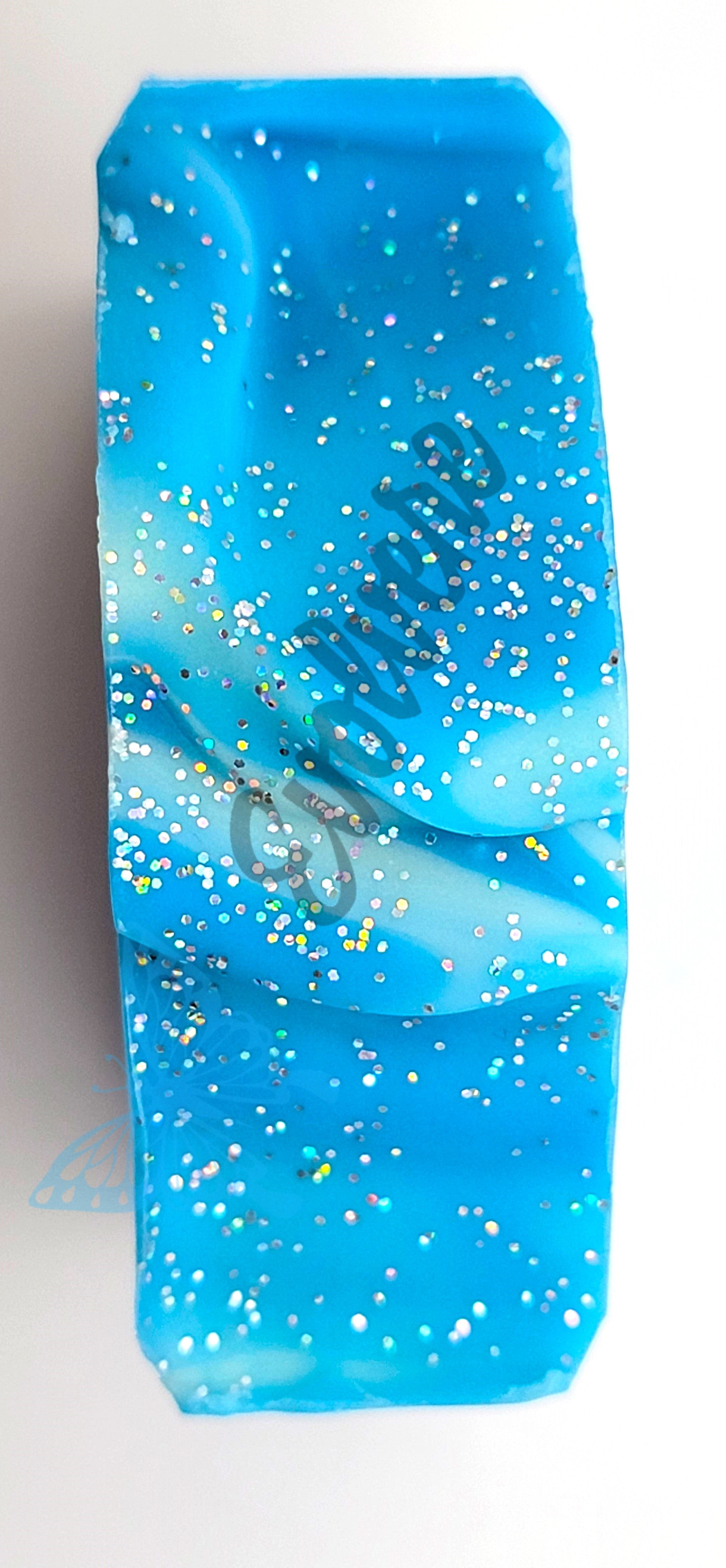 Textured blue and white top with silver biodegradable glitter