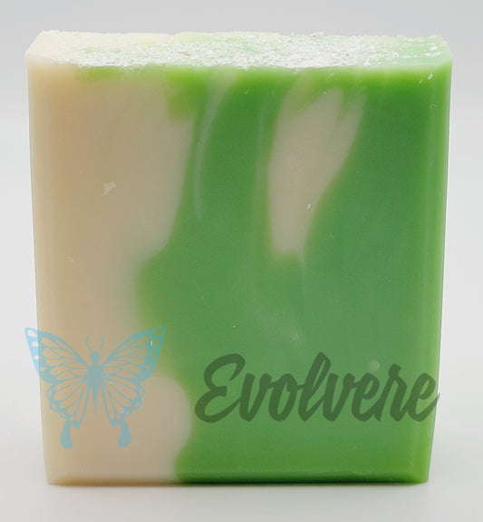 Green and white soap
