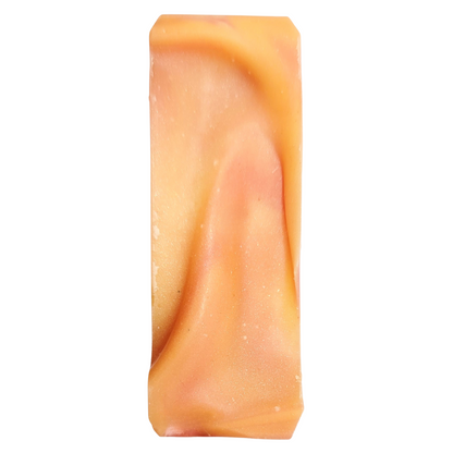 Textured soap top in peachy orange and yellow.